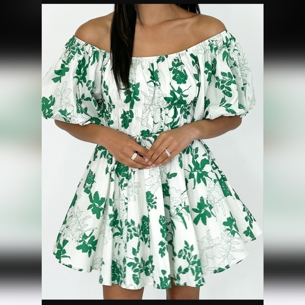 Kolly Bubble Sleeve Dress | Mint Floral Cheap